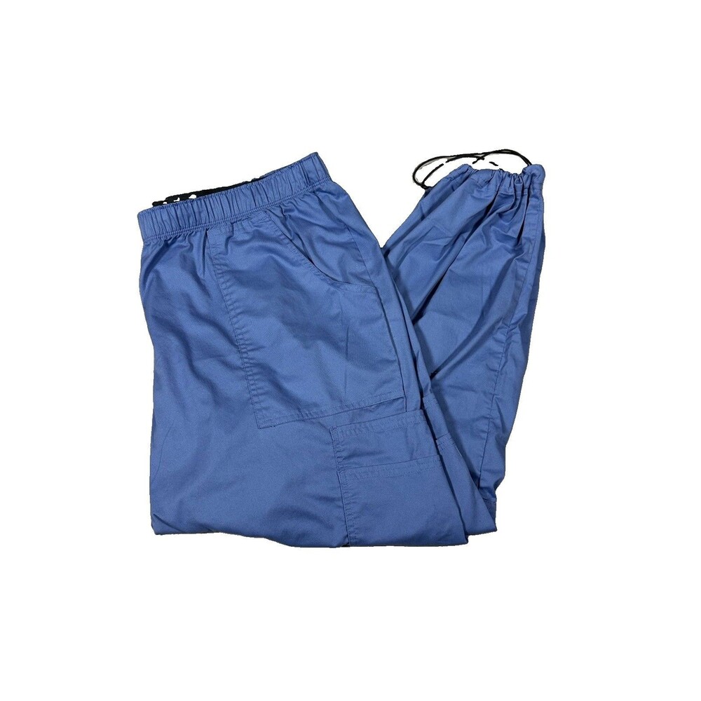 Cherokee Core Stretch Scrub Pants XL Petite Blue Cargo Drawstring Toggle 4005P